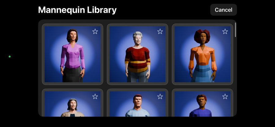 Mannequin Library in CineStager